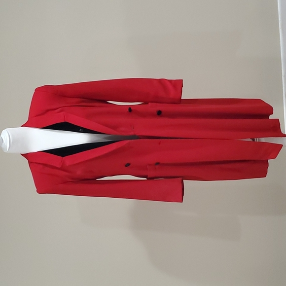 Kasper Jackets & Blazers - Kasper for ASL Vintage Red and Black Double Breasted Long Coat - Sz 4